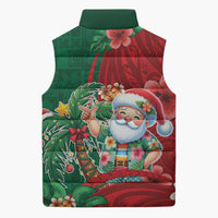 Hawaii Christmas Sleeveless Puffer Jacket Mele Kalikimaka Funny Hawaiian Santa - Polynesian Pride