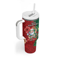 Hawaii Christmas Tumbler With Handle Mele Kalikimaka Funny Hawaiian Santa - Polynesian Pride