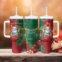 Hawaii Christmas Tumbler With Handle Mele Kalikimaka Funny Hawaiian Santa - Polynesian Pride