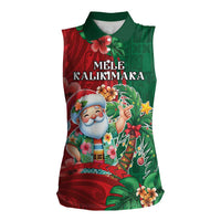 Hawaii Christmas Women Sleeveless Polo Shirt Mele Kalikimaka Funny Hawaiian Santa - Polynesian Pride