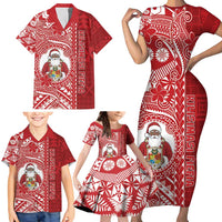 Tonga Christmas Family Matching Short Sleeve Bodycon Dress and Hawaiian Shirt Kilisimasi Fiefia - Polynesian Pride