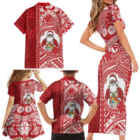 Tonga Christmas Family Matching Short Sleeve Bodycon Dress and Hawaiian Shirt Kilisimasi Fiefia - Polynesian Pride