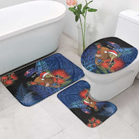 New Zealand Christmas Bathroom Set Santa Kiwi Bird With Pohutukawa Flowers - Polynesian Pride
