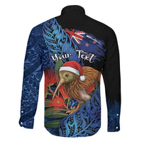 Personalised New Zealand Christmas Family Matching Off Shoulder Maxi Dress and Hawaiian Shirt Santa Kiwi Bird With Pohutukawa Flowers DT05 - Polynesian Pride