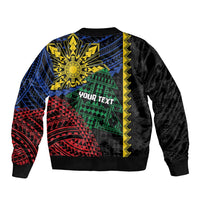 Personalised Philippines Christmas Bomber Jacket Xmas Tree Filipino Tribal Patterns - Polynesian Pride