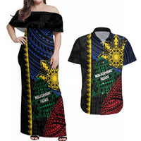 Personalised Philippines Christmas Couples Matching Off Shoulder Maxi Dress and Hawaiian Shirt Xmas Tree Filipino Tribal Patterns - Polynesian Pride