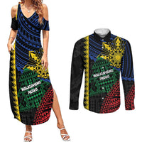 Personalised Philippines Christmas Couples Matching Summer Maxi Dress and Long Sleeve Button Shirt Xmas Tree Filipino Tribal Patterns - Polynesian Pride
