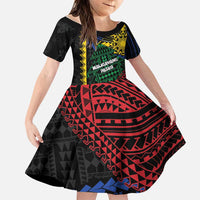 Personalised Philippines Christmas Family Matching Off Shoulder Short Dress and Hawaiian Shirt Xmas Tree Filipino Tribal Patterns DT05 Daughter's Dress Black - Polynesian Pride