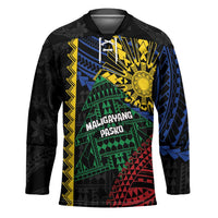 Personalised Philippines Christmas Hockey Jersey Xmas Tree Filipino Tribal Patterns DT05 Unisex Black - Polynesian Pride
