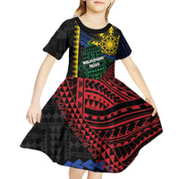 Personalised Philippines Christmas Kid Short Sleeve Dress Xmas Tree Filipino Tribal Patterns - Polynesian Pride