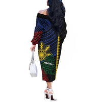 Personalised Philippines Christmas Off The Shoulder Long Sleeve Dress Xmas Tree Filipino Tribal Patterns - Polynesian Pride