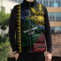 Personalised Philippines Christmas Sleeveless Puffer Jacket Xmas Tree Filipino Tribal Patterns - Polynesian Pride