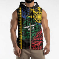 Personalised Philippines Christmas Sleeveless Zip Hoodie Xmas Tree Filipino Tribal Patterns DT05 - Polynesian Pride