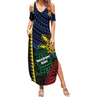 Personalised Philippines Christmas Summer Maxi Dress Xmas Tree Filipino Tribal Patterns DT05 Women Black - Polynesian Pride