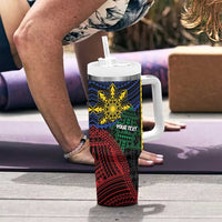 Personalised Philippines Christmas Tumbler With Handle Xmas Tree Filipino Tribal Patterns - Polynesian Pride