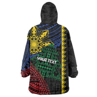 Personalised Philippines Christmas Wearable Blanket Hoodie Xmas Tree Filipino Tribal Patterns DT05 - Polynesian Pride