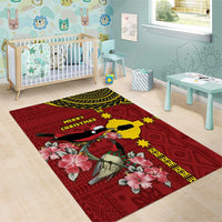 Rotuma Christmas Area Rug Rotuma Myzomela Birds With Hibiscus Flowers - Polynesian Pride