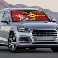 Rotuma Christmas Auto Sun Shade Rotuma Myzomela Birds With Hibiscus Flowers - Polynesian Pride