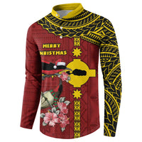 Rotuma Christmas Button Sweatshirt Rotuma Myzomela Birds With Hibiscus Flowers - Polynesian Pride