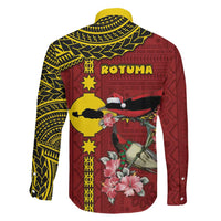 Rotuma Christmas Family Matching Off The Shoulder Long Sleeve Dress and Hawaiian Shirt Rotuma Myzomela Birds With Hibiscus Flowers DT05 - Polynesian Pride