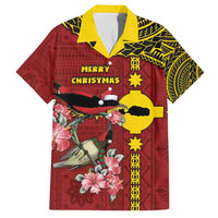 Rotuma Christmas Family Matching Puletasi and Hawaiian Shirt Rotuma Myzomela Birds With Hibiscus Flowers DT05 Dad's Shirt - Short Sleeve Red - Polynesian Pride