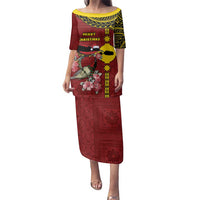 Rotuma Christmas Family Matching Puletasi and Hawaiian Shirt Rotuma Myzomela Birds With Hibiscus Flowers DT05 Mom's Dress Red - Polynesian Pride