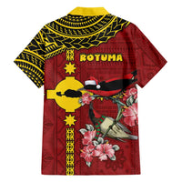 Rotuma Christmas Family Matching Short Sleeve Bodycon Dress and Hawaiian Shirt Rotuma Myzomela Birds With Hibiscus Flowers DT05 - Polynesian Pride