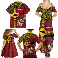 Rotuma Christmas Family Matching Summer Maxi Dress and Hawaiian Shirt Rotuma Myzomela Birds With Hibiscus Flowers - Polynesian Pride