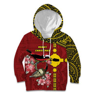 Rotuma Christmas Kid Hoodie Rotuma Myzomela Birds With Hibiscus Flowers - Polynesian Pride