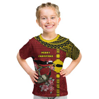 Rotuma Christmas Kid T Shirt Rotuma Myzomela Birds With Hibiscus Flowers DT05 Red - Polynesian Pride