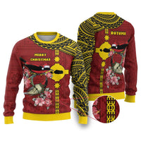 Rotuma Christmas Ugly Christmas Sweater Rotuma Myzomela Birds With Hibiscus Flowers - Polynesian Pride