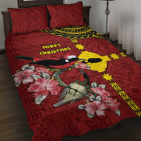 Rotuma Christmas Quilt Bed Set Rotuma Myzomela Birds With Hibiscus Flowers - Polynesian Pride