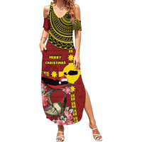 Rotuma Christmas Summer Maxi Dress Rotuma Myzomela Birds With Hibiscus Flowers - Polynesian Pride