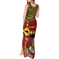 Rotuma Christmas Tank Maxi Dress Rotuma Myzomela Birds With Hibiscus Flowers - Polynesian Pride