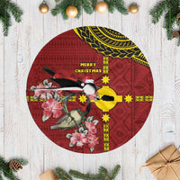 Rotuma Christmas Tree Skirt Rotuma Myzomela Birds With Hibiscus Flowers - Polynesian Pride