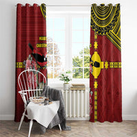 Rotuma Christmas Window Curtain Rotuma Myzomela Birds With Hibiscus Flowers - Polynesian Pride