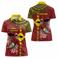 Rotuma Christmas Women Polo Shirt Rotuma Myzomela Birds With Hibiscus Flowers - Polynesian Pride