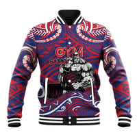 Personalised Samoa Gym Baseball Jacket Muscle Samoan Tribal Waves - Polynesian Pride