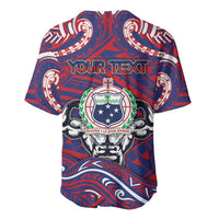 Personalised Samoa Gym Baseball Jersey Muscle Samoan Tribal Waves - Polynesian Pride