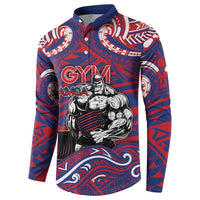 Personalised Samoa Gym Button Sweatshirt Muscle Samoan Tribal Waves - Polynesian Pride