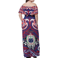 Personalised Samoa Gym Family Matching Off Shoulder Maxi Dress and Hawaiian Shirt Muscle Samoan Tribal Waves - Polynesian Pride
