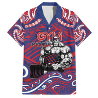 Personalised Samoa Gym Family Matching Off Shoulder Short Dress and Hawaiian Shirt Muscle Samoan Tribal Waves - Polynesian Pride