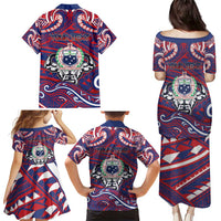 Personalised Samoa Gym Family Matching Puletasi and Hawaiian Shirt Muscle Samoan Tribal Waves - Polynesian Pride