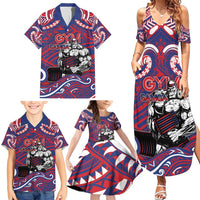 Personalised Samoa Gym Family Matching Summer Maxi Dress and Hawaiian Shirt Muscle Samoan Tribal Waves - Polynesian Pride