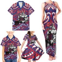 Personalised Samoa Gym Family Matching Tank Maxi Dress and Hawaiian Shirt Muscle Samoan Tribal Waves - Polynesian Pride