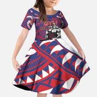 Personalised Samoa Gym Kid Short Sleeve Dress Muscle Samoan Tribal Waves - Polynesian Pride