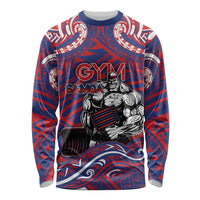 Personalised Samoa Gym Long Sleeve Shirt Muscle Samoan Tribal Waves - Polynesian Pride