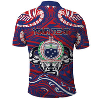 Personalised Samoa Gym Polo Shirt Muscle Samoan Tribal Waves - Polynesian Pride