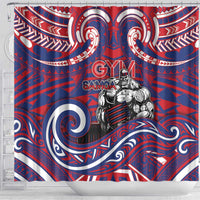 Samoa Gym Shower Curtain Muscle Samoan Tribal Waves - Polynesian Pride