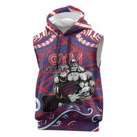 Personalised Samoa Gym Sleeveless Hoodie Muscle Samoan Tribal Waves - Polynesian Pride